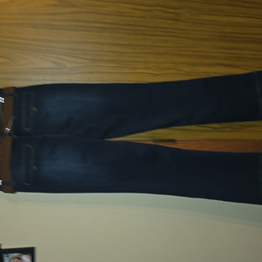 one 5 one Navy Straight Leg Jeans with Tan Belt - Picture 3 of 4